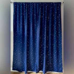 Navy Silver Star Blackout Curtain Panels Lot of 4 ~43 x 84” Window Drapes